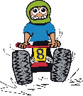 Cartoon image of number 8 on his ATV ORV.